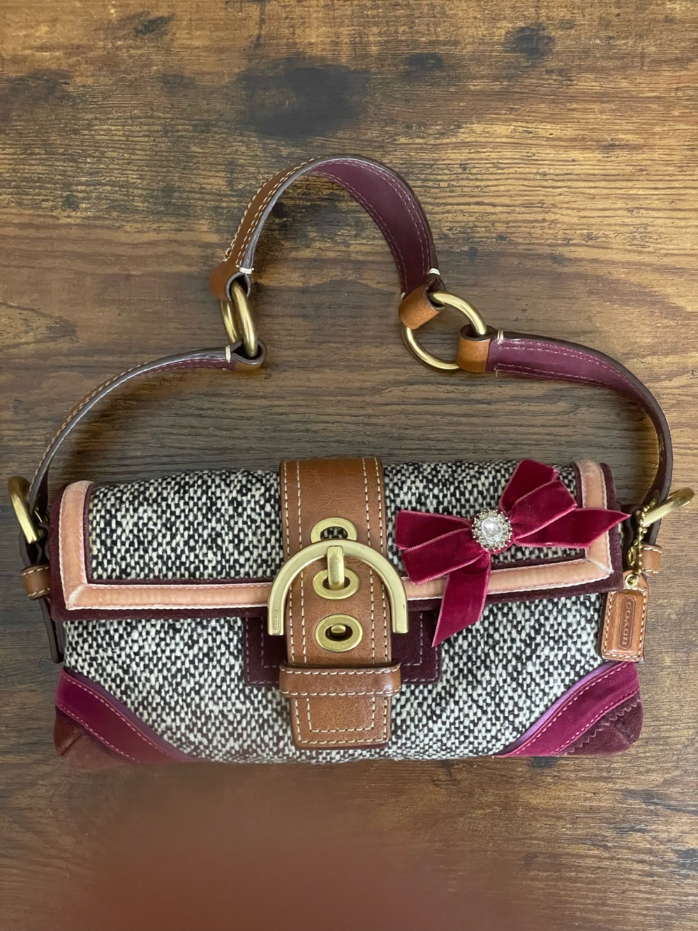 COACH SOHO Tweed Demi Flap Shoulder Bag